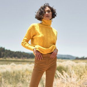 CASUAL DOLLZ Yellow Cable Knit Sweater
